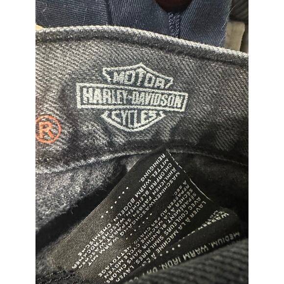 Harley-Davidson Dark Wash Fray Hem Jeans | Edgy Casual Denim - Picture 7 of 12